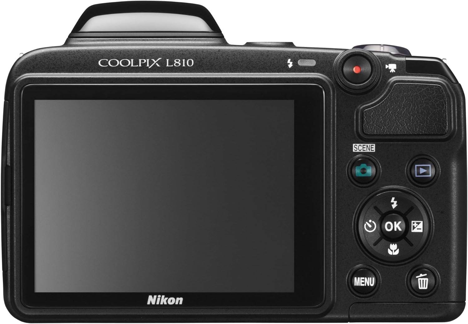 Nikon COOLPIX L810 16.1 MP Digital Camera with 26x Zoom NIKKOR ED Glass Lens and 3-inch LCD (Black) (Old Model) (Renewed)