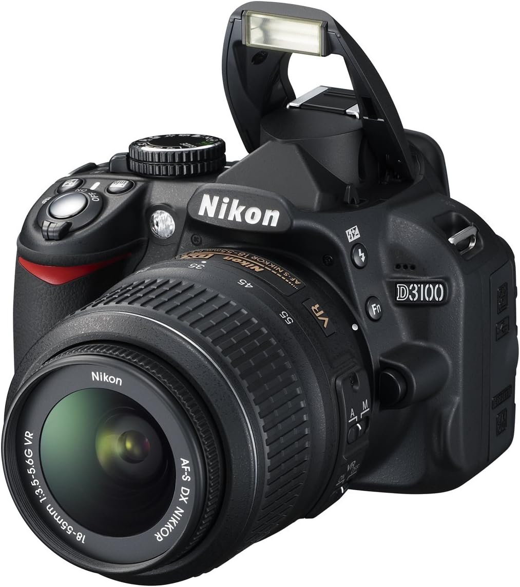 Nikon D3100 14.2MP DSLR Camera with AF-S DX 18-55mm f/3.5-5.6 VR Zoom Lens - (Black) (Discontinued) (Renewed)