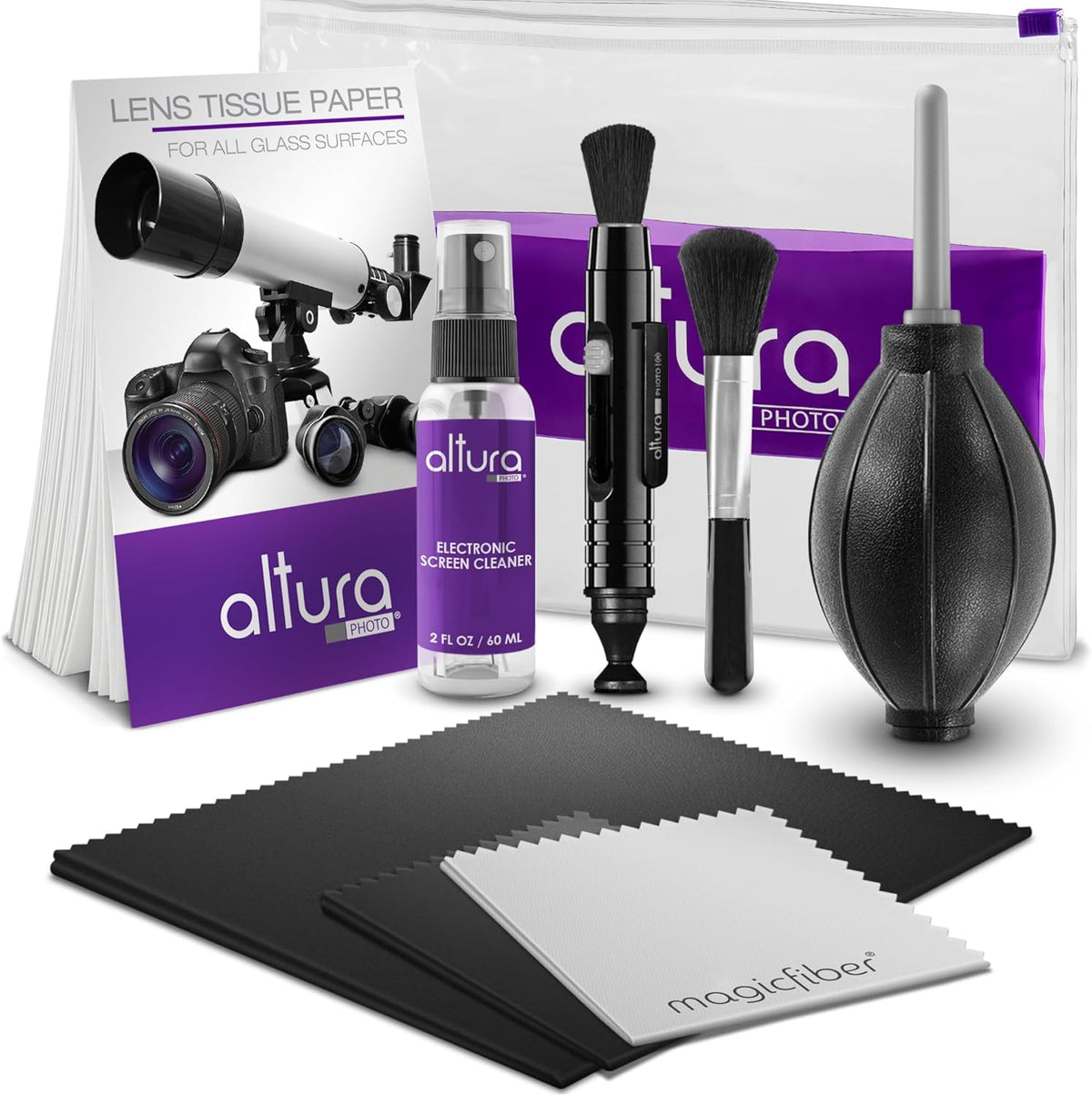 Altura Photo Professional Cleaning Kit for DSLR Cameras and Sensitive Electronics Bundle with 2oz Altura Photo Spray Lens and LCD Cleaner