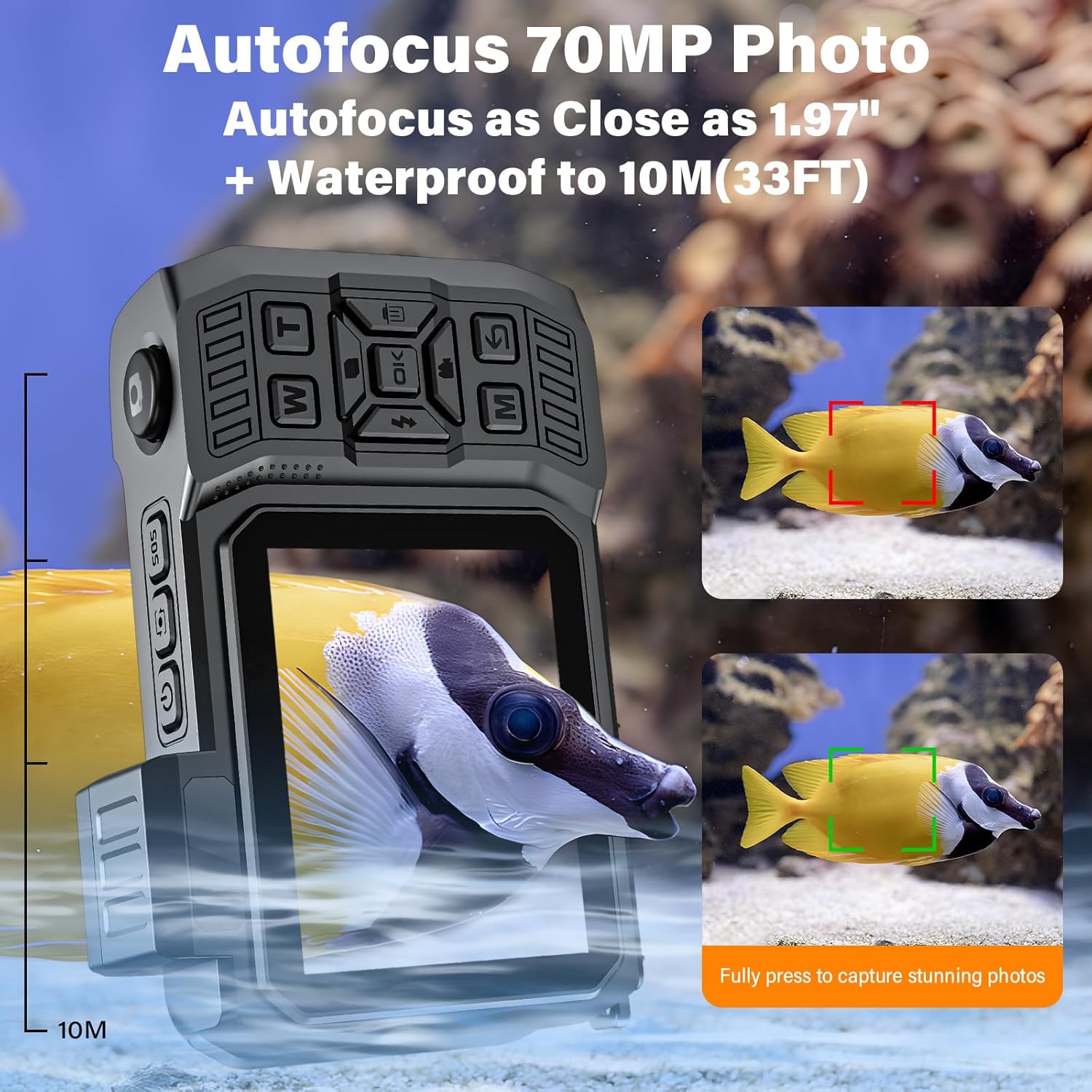 8K UHD 70MP Digital Camera with 32GB Card Rugged Waterproof Dustproof Shockproof 33FT Underwater Camera Dual-Screen