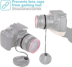 Foto&Tech Camera Lens Cap Leash with Elastic String, Compatible with Universal DSLR SLR Evil Mirrorless Cameras Video (x3)