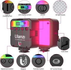 ULANZI VL49 RGB Video Lights, LED Camera Light 360° Full Color Portable Photography Lighting w 3 Cold Shoe