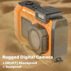 8K UHD 70MP Digital Camera with 32GB Card Rugged Waterproof Dustproof Shockproof 33FT Underwater Camera Dual-Screen