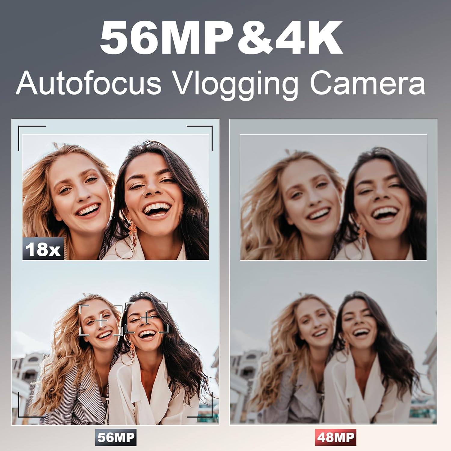 56MP Digital Cameras for Photography, 4K Autofocus Video Camera with 32GB TF Card & 2 Batteries