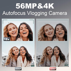 56MP Digital Cameras for Photography, 4K Autofocus Video Camera with 32GB TF Card & 2 Batteries