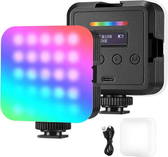 NEEWER Magnetic RGB Video Light, 360° Full Color RGB61 LED Camera Light with 3 Cold Shoe Mounts/CRI 97+/20 Scene Modes/2500K-8500K/2000mAh Rechargeable Portable Photography Selfie Lighting