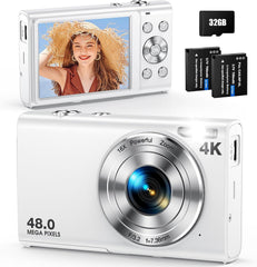 Digital Camera, Autofocus 48MP UHD 4K Vlogging Camera 16X Digital Zoom, Portable Compact Point