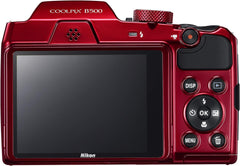 Nikon COOLPIX B500 16MP Digital Camera with 3 Inch TFT LCD Screen Nikkor Lens With 40x optical zoom wifi, Red (Renewed)