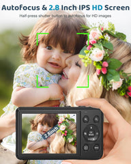 5K Digital Camera - 72MP UHD Digital Cameras for Photography - Autofocus Point and Shoot Small Camera with Flash for Kids