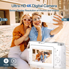 4K Digital Camera for Photography, 48MP Autofocus Vlogging Camera with 3'' 180°Flip Screen