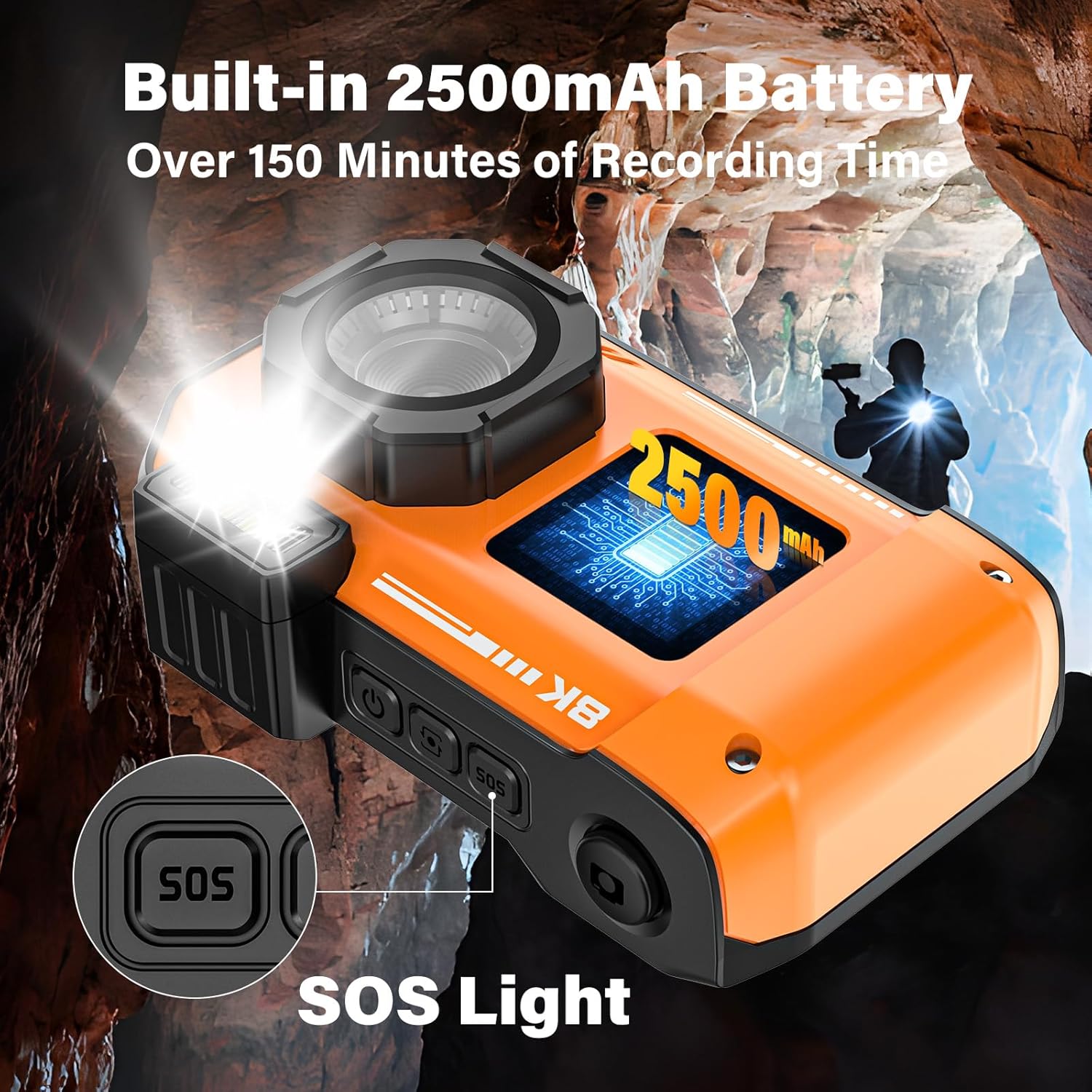 8K UHD 70MP Digital Camera with 32GB Card Rugged Waterproof Dustproof Shockproof 33FT Underwater Camera Dual-Screen