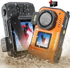 8K UHD 70MP Digital Camera with 32GB Card Rugged Waterproof Dustproof Shockproof 33FT Underwater Camera Dual-Screen