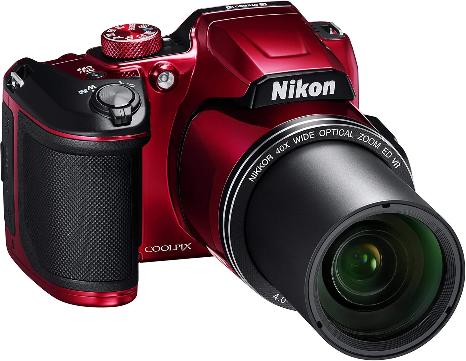 Nikon COOLPIX B500 16MP Digital Camera with 3 Inch TFT LCD Screen Nikkor Lens With 40x optical zoom wifi, Red (Renewed)