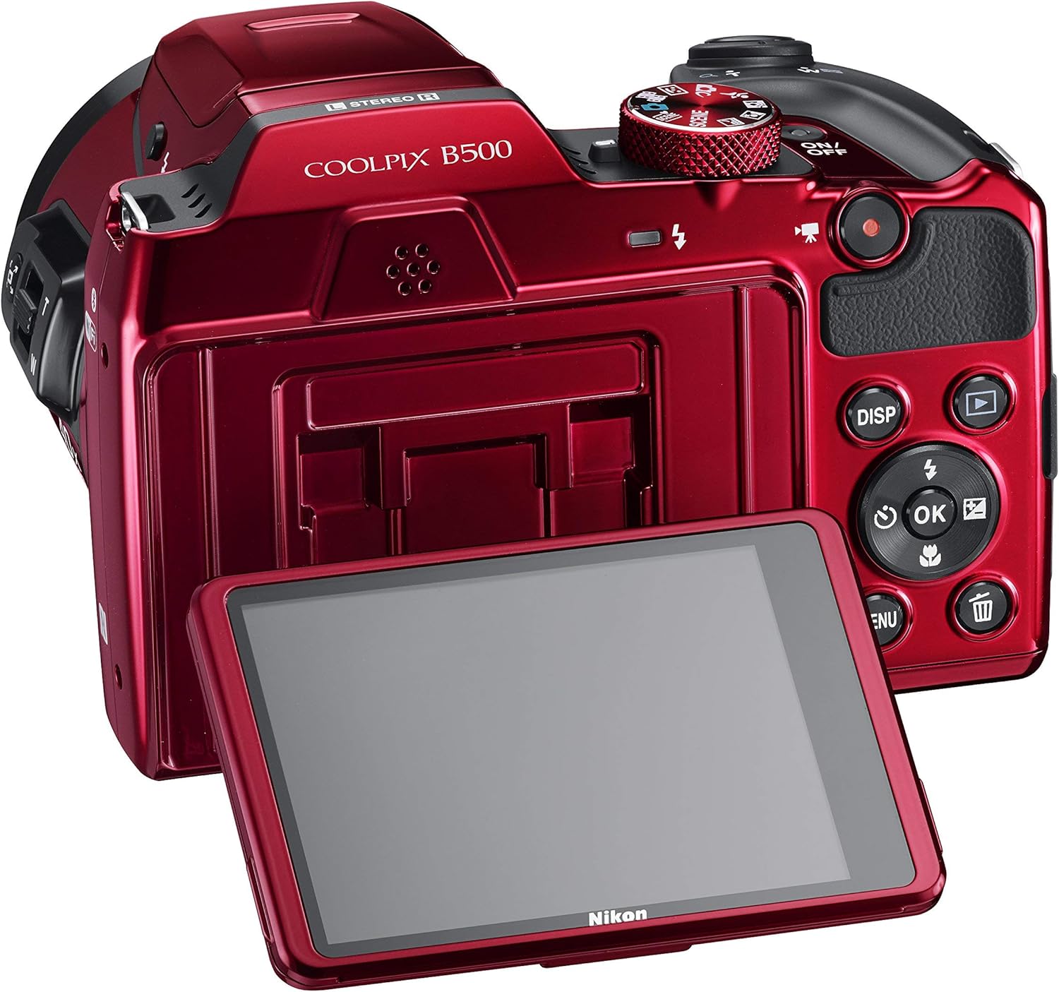 Nikon COOLPIX B500 16MP Digital Camera with 3 Inch TFT LCD Screen Nikkor Lens With 40x optical zoom wifi, Red (Renewed)