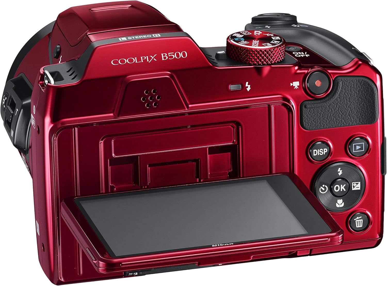 Nikon COOLPIX B500 16MP Digital Camera with 3 Inch TFT LCD Screen Nikkor Lens With 40x optical zoom wifi, Red (Renewed)