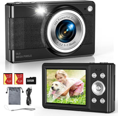 Upgrade Digital Camera, 56MP FHD 1080P Camera for Kids with 16x Zoom Anti Shake, Kid Camera with 32GB TF Card, Two Batteries