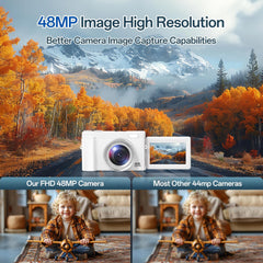 4K Digital Camera for Photography, 48MP Autofocus Vlogging Camera with 3'' 180°Flip Screen