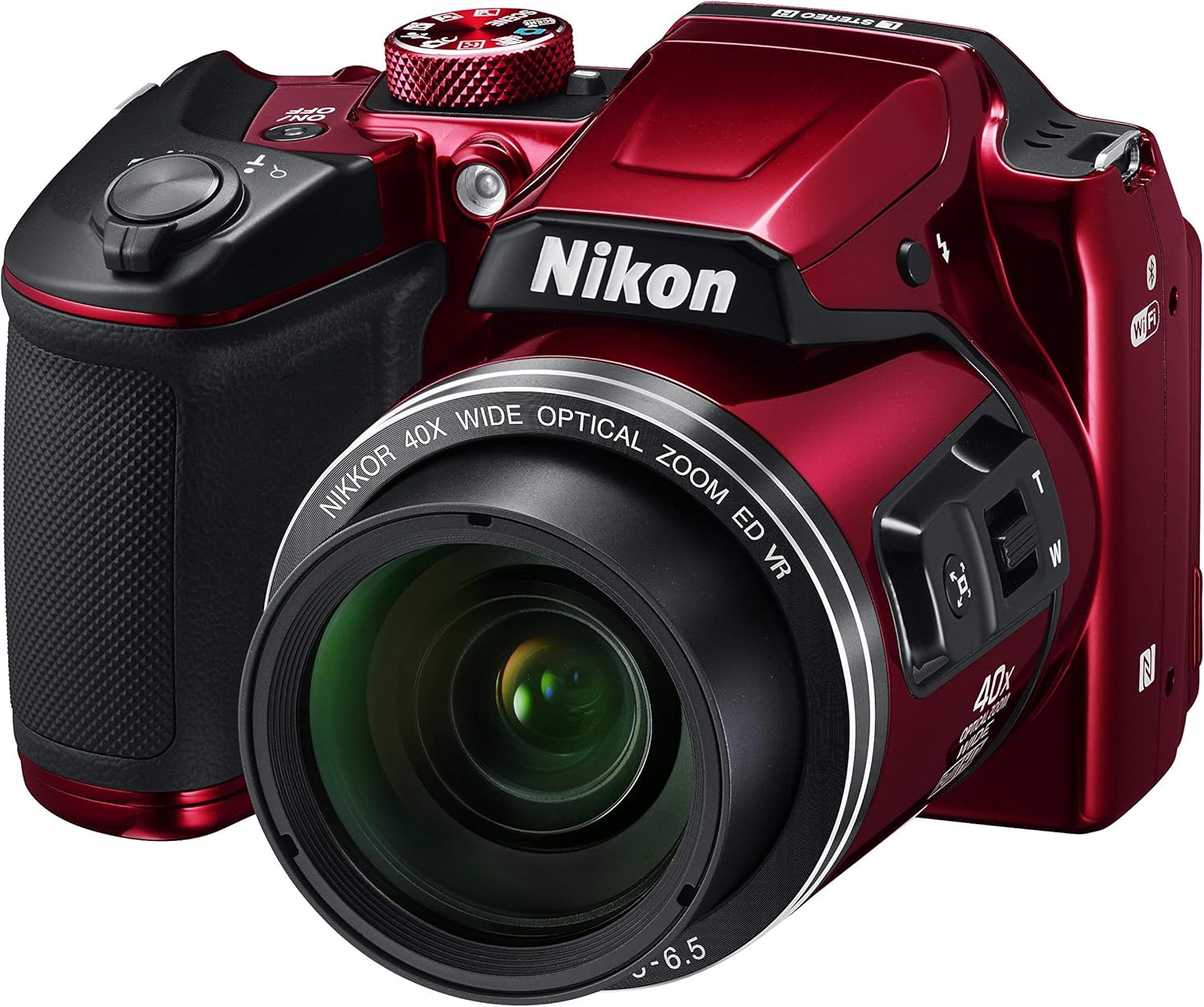 Nikon COOLPIX B500 16MP Digital Camera with 3 Inch TFT LCD Screen Nikkor Lens With 40x optical zoom wifi, Red (Renewed)